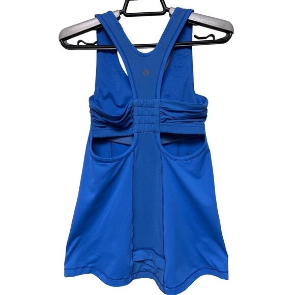 Lululemon Tone It Tank Blue Cut Out Shirt Sleeveless Women's Size Small - Picture 4 of 8